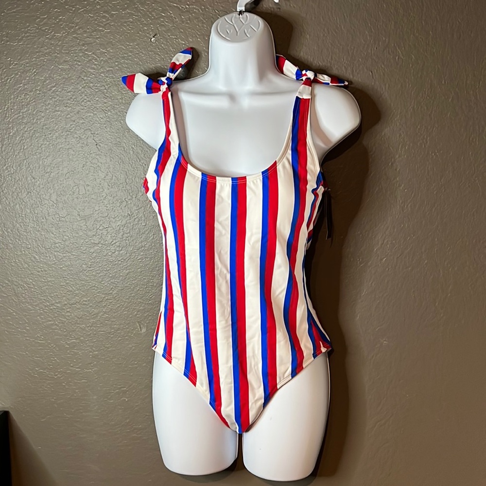 No Boundaries red, white, and blue one piece bathing suit